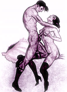 branlette entre les seins - dessin &eacute;rotique circa 1930 