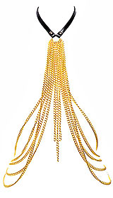 harnais cuir cha&icirc;nes en or - Mise en Cage