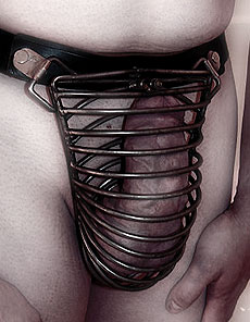 Sexe masculin emprisonn&eacute; dans une cage de chastet&eacute; 