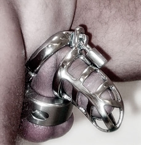 sexe masculin et cage de chastet&eacute; en m&eacute;tal