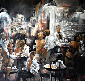 Patricia Lysiane Beck - Paris nuits secr&egrave;tes - huile sur toile 110x110  