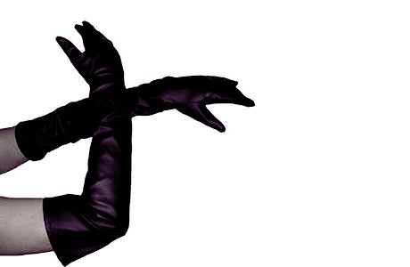 longs gants de cuir noir