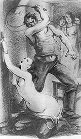 femme fouett&eacute;e en public - dessin de Lafnet