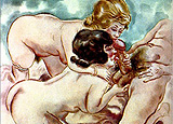George Grosz - aquarelle d_une s&eacute;rie des ann&eacute;es 1920-1930 