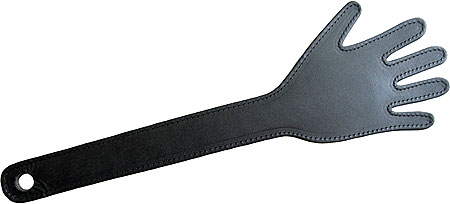 Paddle en cuir surpiqu&eacute; en forme de main