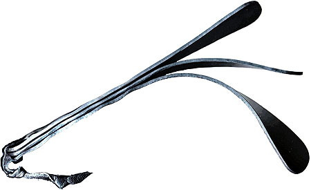 Slapper en cuir noir &agrave; trois languettes