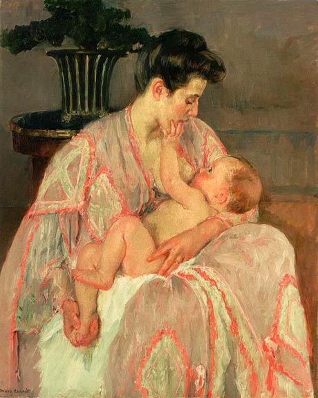 M&eacute;re allaitant son enfant - Mary Cassatt huile sur toile - 1906 