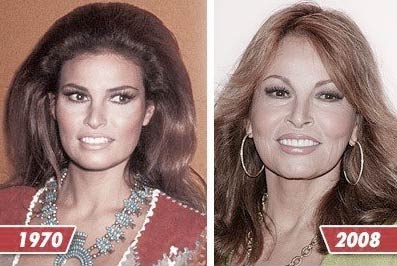 Portraits de Raquel Welch en 1970 et 2008 Portraits de Raquel Welch en 1970 et 2008