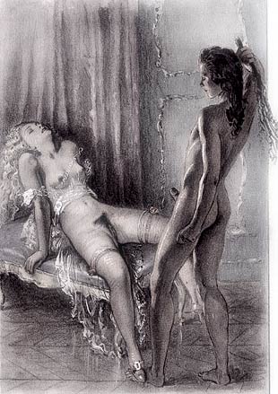 Erotisme de la flagellation - dessin de B&eacute;cat