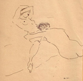 Albert Marquet - Couple enlac&eacute; - Encre 25,5 x 20,3 cm 