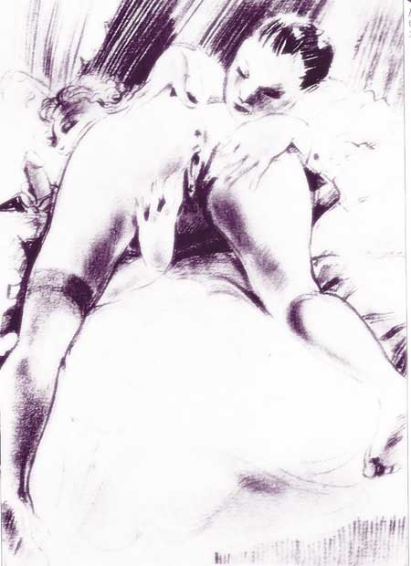 Branlette et exhibition - dessin &eacute;rotique de Rojan 