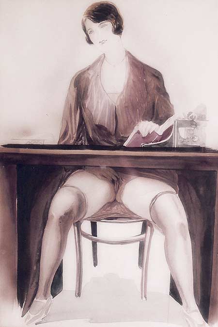 Masturbation f&eacute;minine - dessin attribu&eacute; &agrave; Rojan - circa 1927