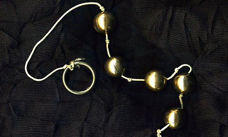 Boules de geisha - chapelet de 5 boules dor&eacute;es