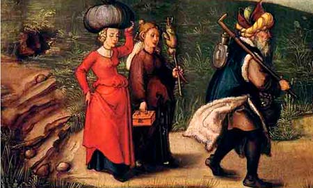 Loth et ses filles fuyant Sodome - Albrecht D&uuml;rer - d&eacute;tail 