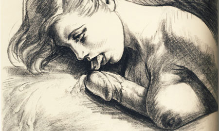 Tom Poulton - dessin &eacute;rotique fellation
