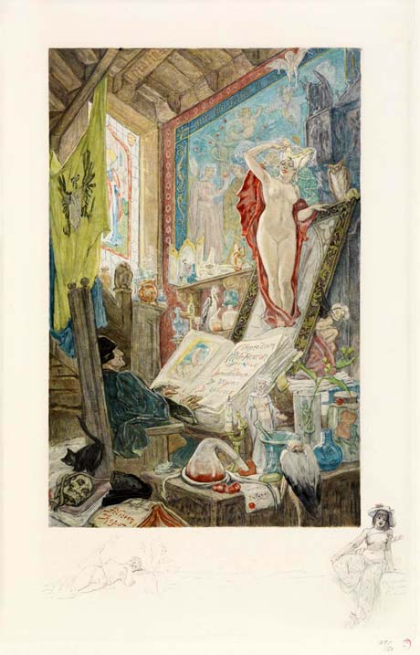 F&eacute;licien Rops - Eau-forte - epreuve en couleur