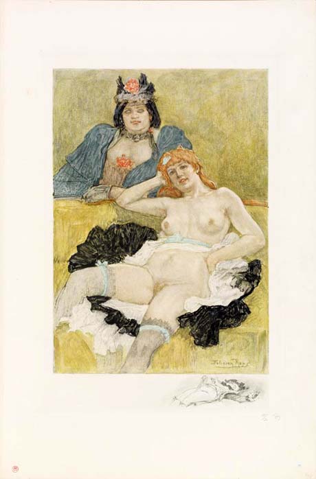 F&eacute;licien Rops - Eau-forte - epreuve en couleur 