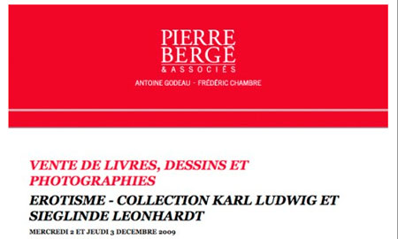 vente art &eacute;rotique - 2 et 3 d&eacute;cembre 2009